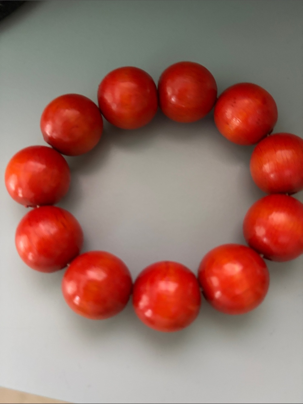 Orange Wooden Bead Stretch Bracelet - Picture 1 of 4